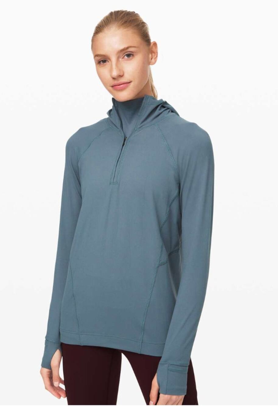 Lululemon Warm Stabilizer 1/2 Zip Hoodie Blue Charcoal 4